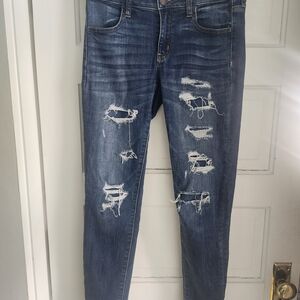 American Eagle Outfitters Blue Ripped Skinny Jeans